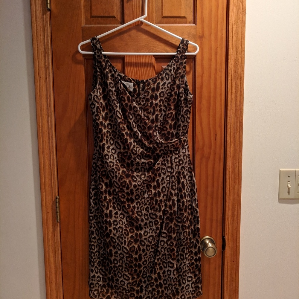 Knee length faux wrap dress